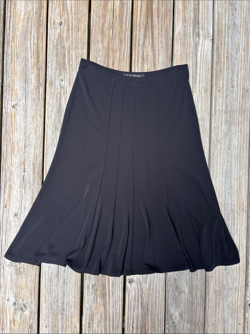 LIDA BADAY | Black Vintage Stretchy A-line Elevated Basics Midi Skirt | Size M